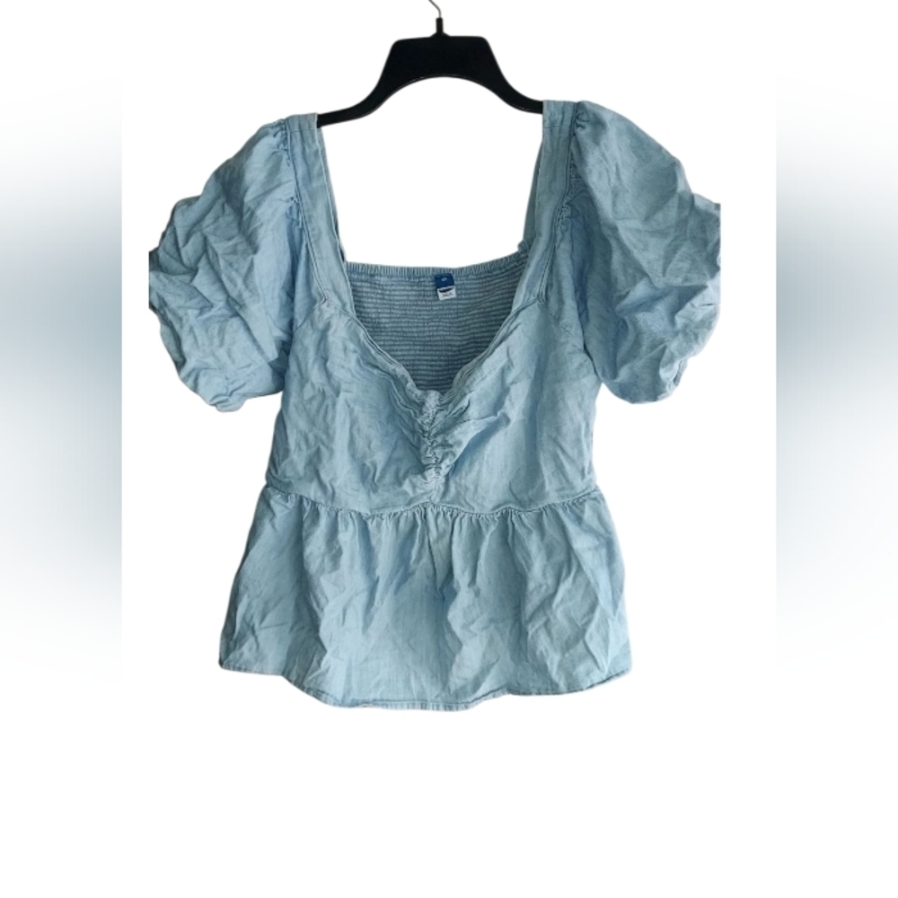 Old Navy Light Blue Puff Sleeve Blouse